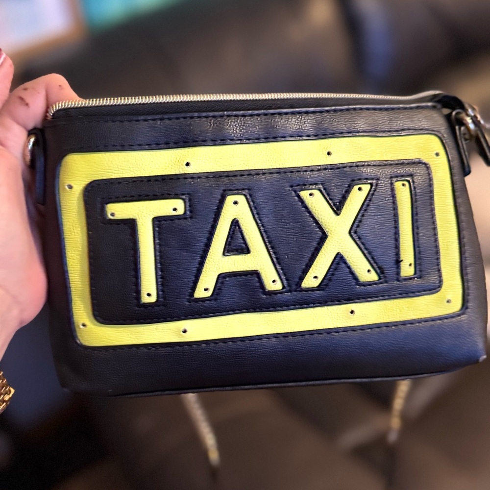 Betsey Johnson Black and Yellow 'TAXI' Crossbody Bag